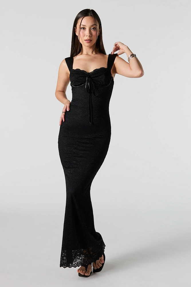 Robe maxi bustier avec dentelle florale