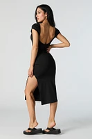 Contour Open Back Slit Midi Dress