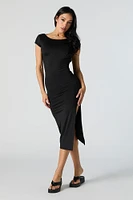 Contour Open Back Slit Midi Dress