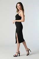 Contour Scoop Neck Slit Midi Dress