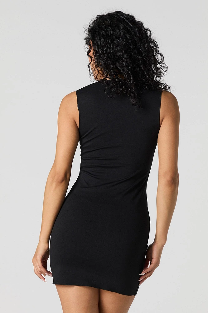 Faux Pocket Bodycon Mini Dress