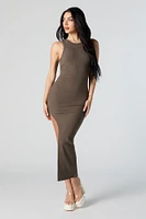 Ribbed Asymmetrical Midi Dress