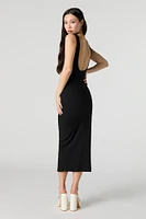 Ribbed Scoop Back Bodycon Midi Dress