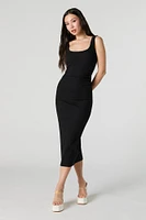 Ribbed Scoop Back Bodycon Midi Dress