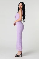 Robe maxi en dentelle avec décolleté coeur