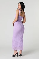 Robe maxi en dentelle avec décolleté coeur