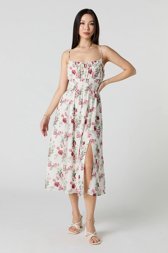 Robe trapèze midi en chiffon