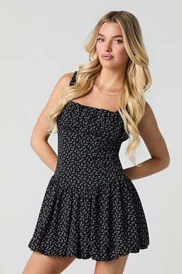 Ruched Fit & Flare Mini Bubble Dress