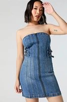 Minirobe tubulaire en denim avec fermeture Ã  glissiÃ¨re