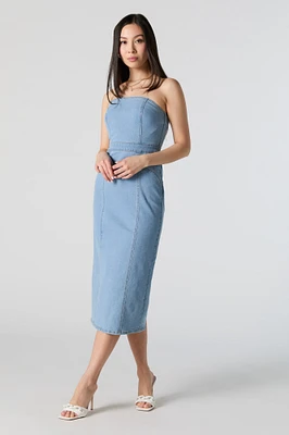 Robe midi tubulaire en denim