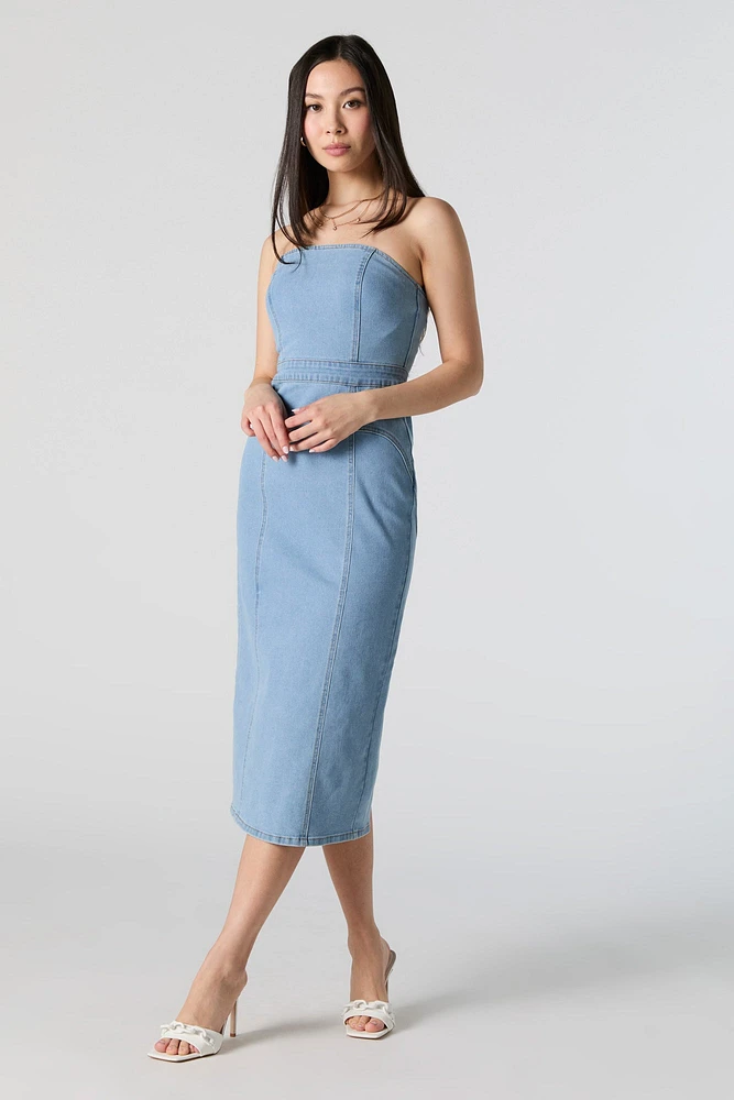 Robe midi tubulaire en denim