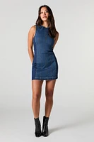 Minirobe sans manches en denim avec franges