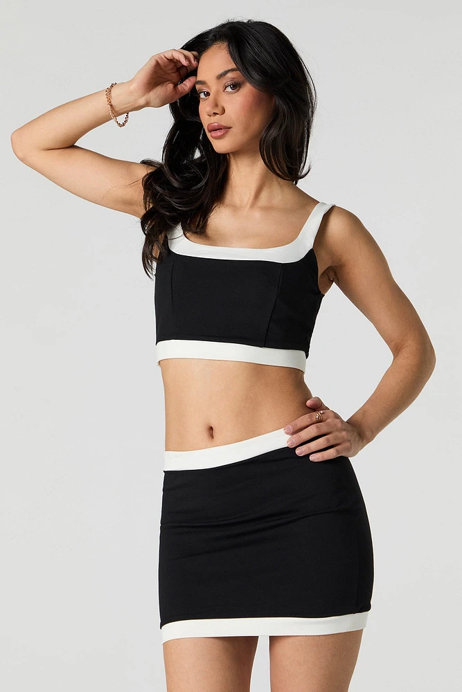 Contrast Trim Mini Skirt