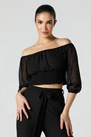 Chiffon Off Shoulder Half Sleeve Top