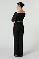 Chiffon Belted Palazzo Pant