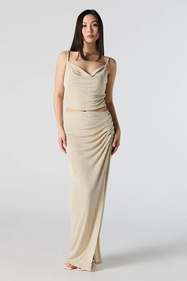 Ruched Slit Maxi Skirt