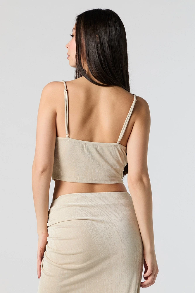 Camisole courte à col châle