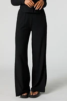 Textured Knit Slit Palazzo Pant