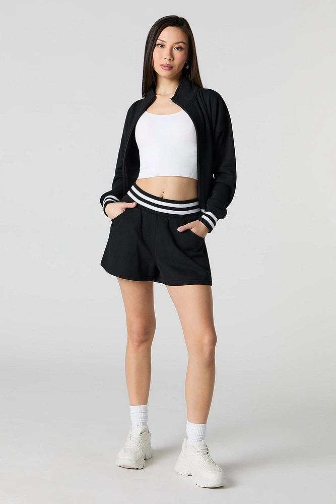 Active Striped Waist Fleece Short