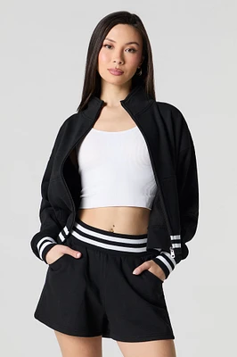 Active Striped Waist Fleece Short