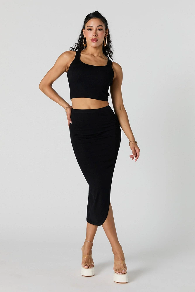 Ribbed Square Neck Cropped Tank