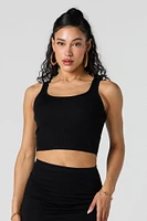 Ribbed Square Neck Cropped Tank