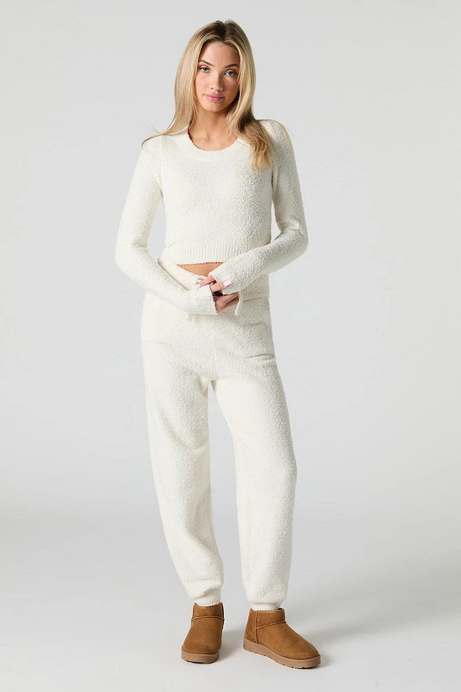 Jogger en tricot pelucheux