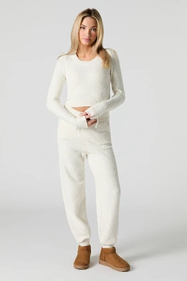 Jogger en tricot pelucheux