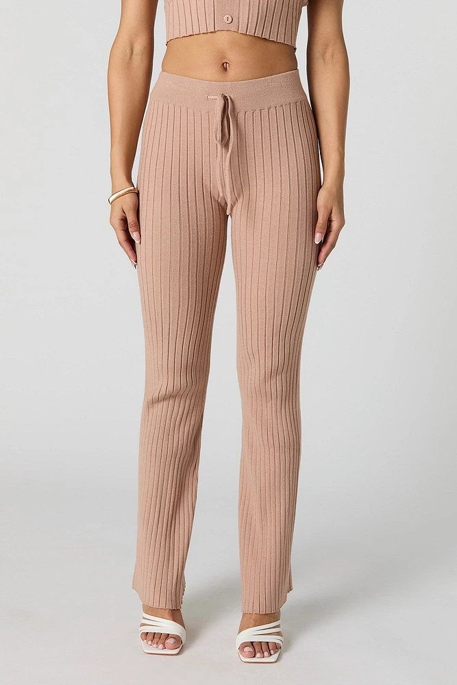 Ribbed Knit Drawstring Pant