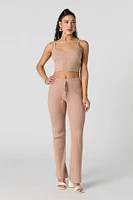 Pantalon en tricot cÃ´telÃ© avec taille coulissante