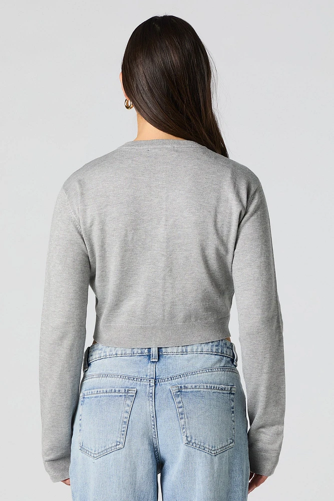 Cardigan court avec motif brodé Bear