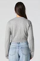 Bear Embroidered Cropped Cardigan
