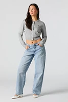 Bear Embroidered Cropped Cardigan
