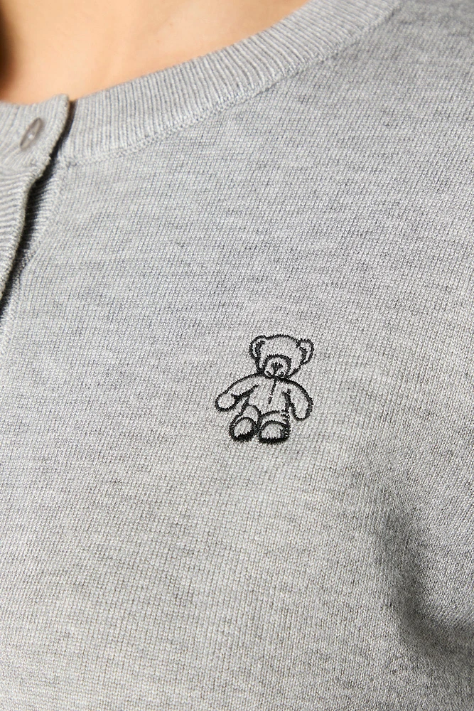 Cardigan court avec motif brodé Bear