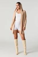 Open Front Long Sleeve Hooded Cardigan