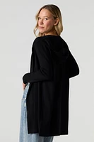 Open Front Hooded Longline Cardigan