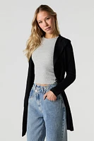 Open Front Hooded Longline Cardigan