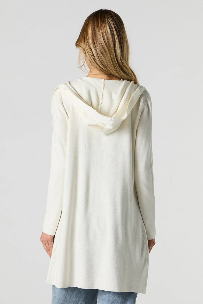 Cardigan ouvert long à capuchon