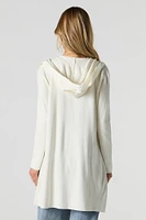 Cardigan ouvert long à capuchon