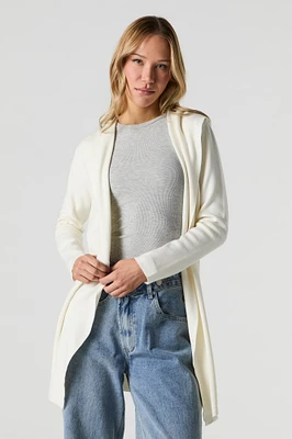 Cardigan ouvert long à capuchon