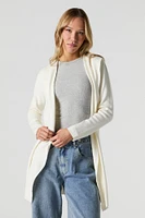Cardigan ouvert long à capuchon