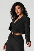 Open Front Cropped Blazer