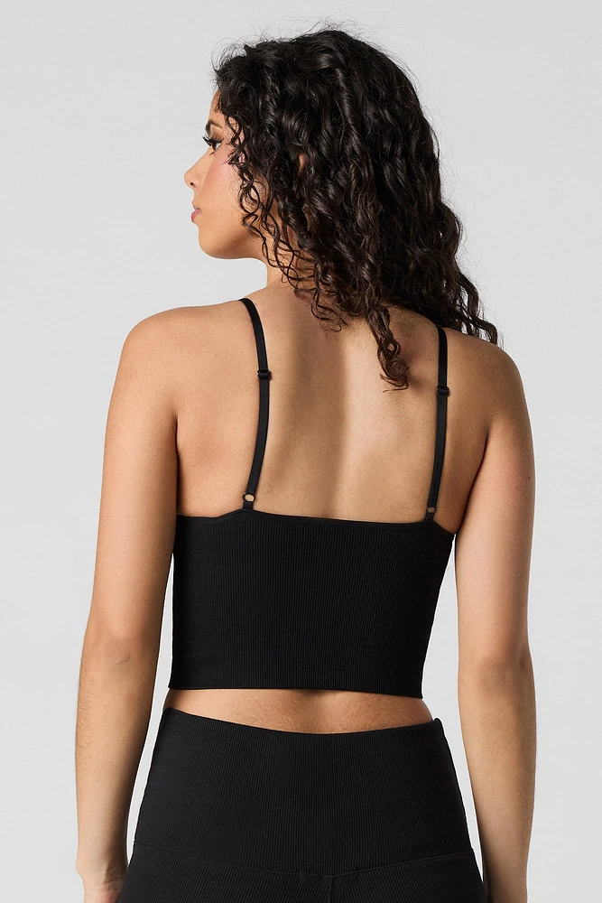 Ribbed Scoop Neck Cami with Built-In Cups