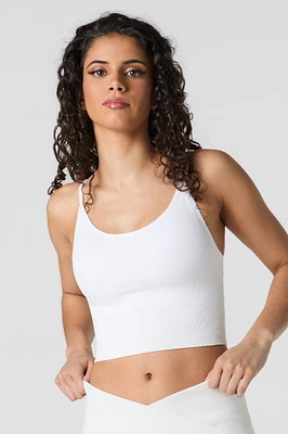 Camisole côtelée à encolure dégagée avec bonnets intégrés