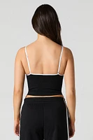 Active Ribbed Contrast Tank with Built-In Cups