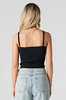 Seamless Ribbed Knit Lace Trim Cami