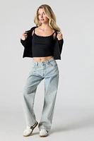 Seamless Ribbed Knit Lace Trim Cami