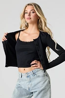 Seamless Ribbed Knit Lace Trim Cami