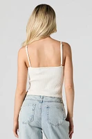 Camisole en Tricot Côtélé Sans Couture Avec Ourlet de Dentelle
