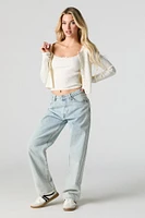 Camisole en Tricot Côtélé Sans Couture Avec Ourlet de Dentelle